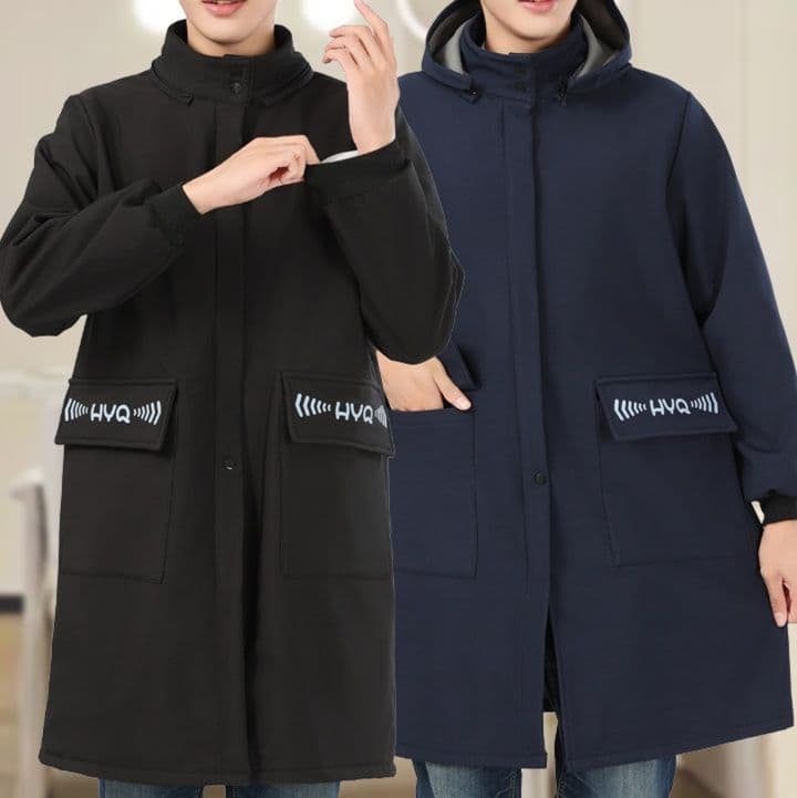 作業着 フード付きロングコート軽量×シンプルで冬のカジュアルスタイルに