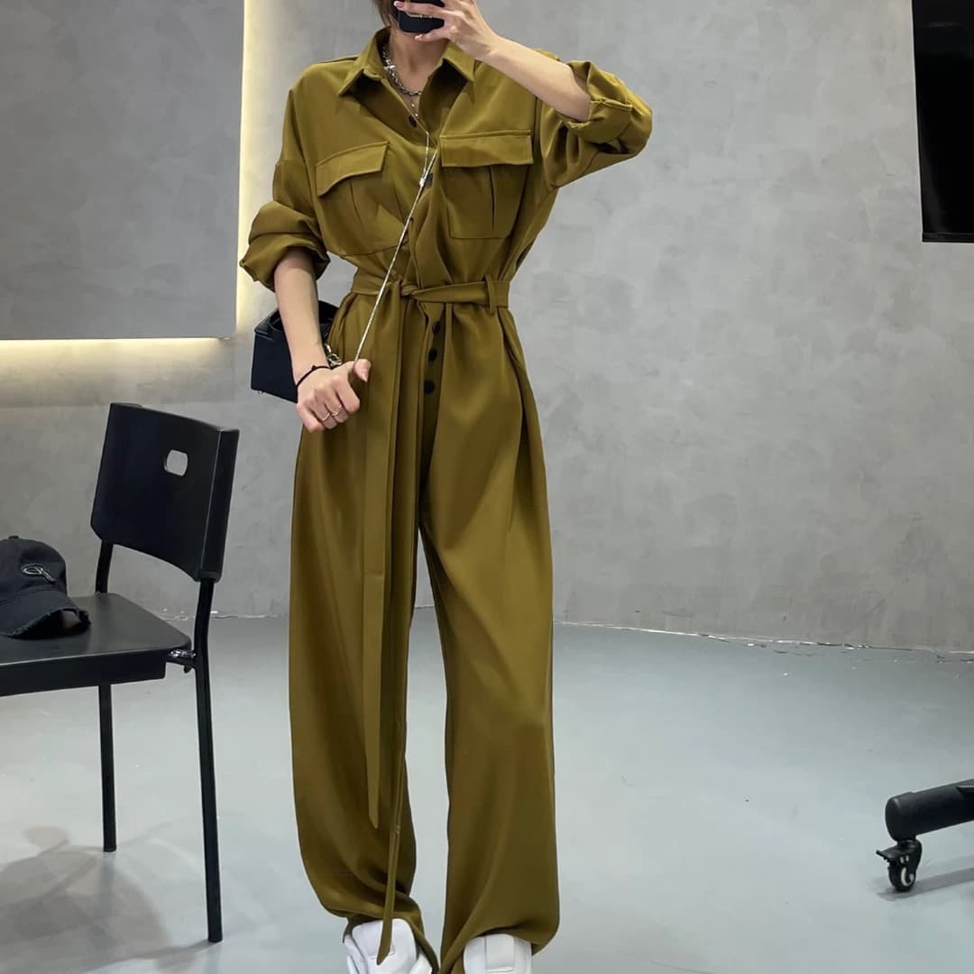 ゆったりシルエット作業着風つなぎ