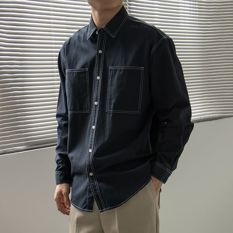 作業着 ワーク仕様 コットンツイル長袖シャツ
