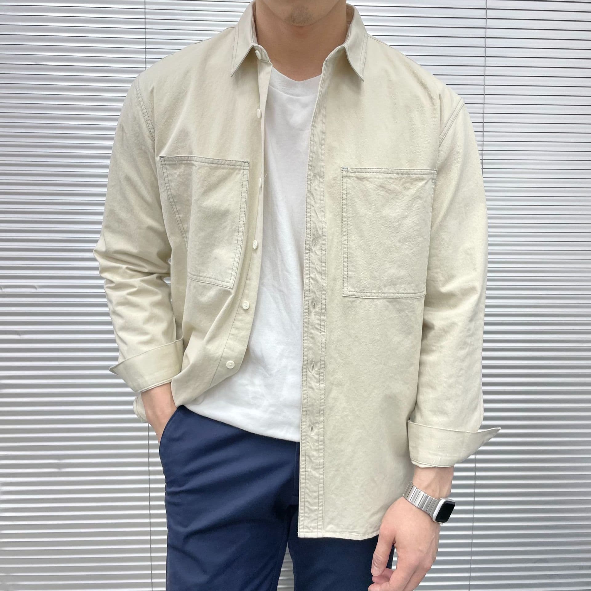 作業着 ワーク仕様 コットンツイル長袖シャツ