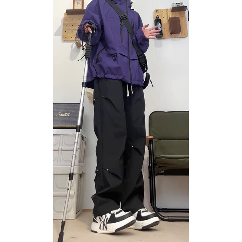 作業着 レディース作業用スナップボタン付きワイドパンツ