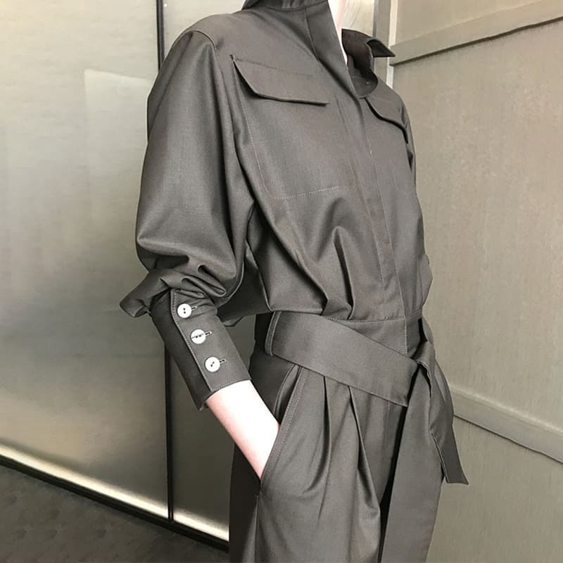 作業着 ワークウェア リボンスリーブジャンプスーツ