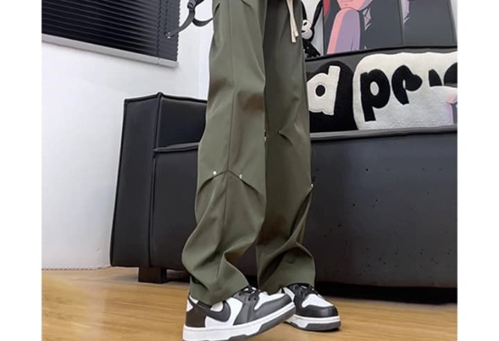 作業着 レディース作業用スナップボタン付きワイドパンツ