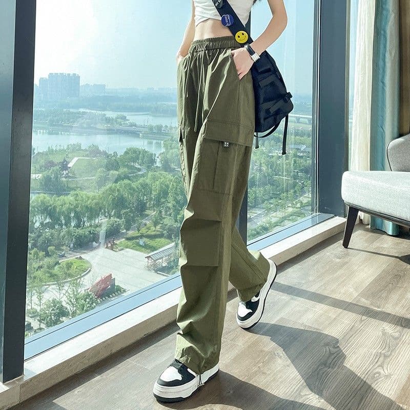 作業着 機能的カーゴパンツ 楽ちんワイドシルエット