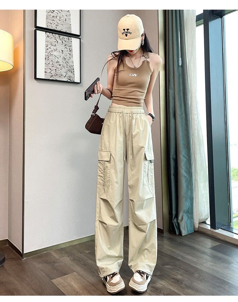 作業着 機能的カーゴパンツ 楽ちんワイドシルエット