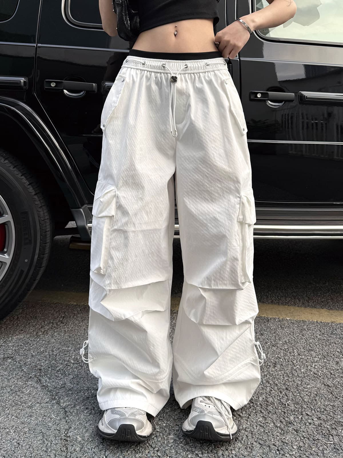 機能的カーゴパンツ 作業着ワイドシルエット