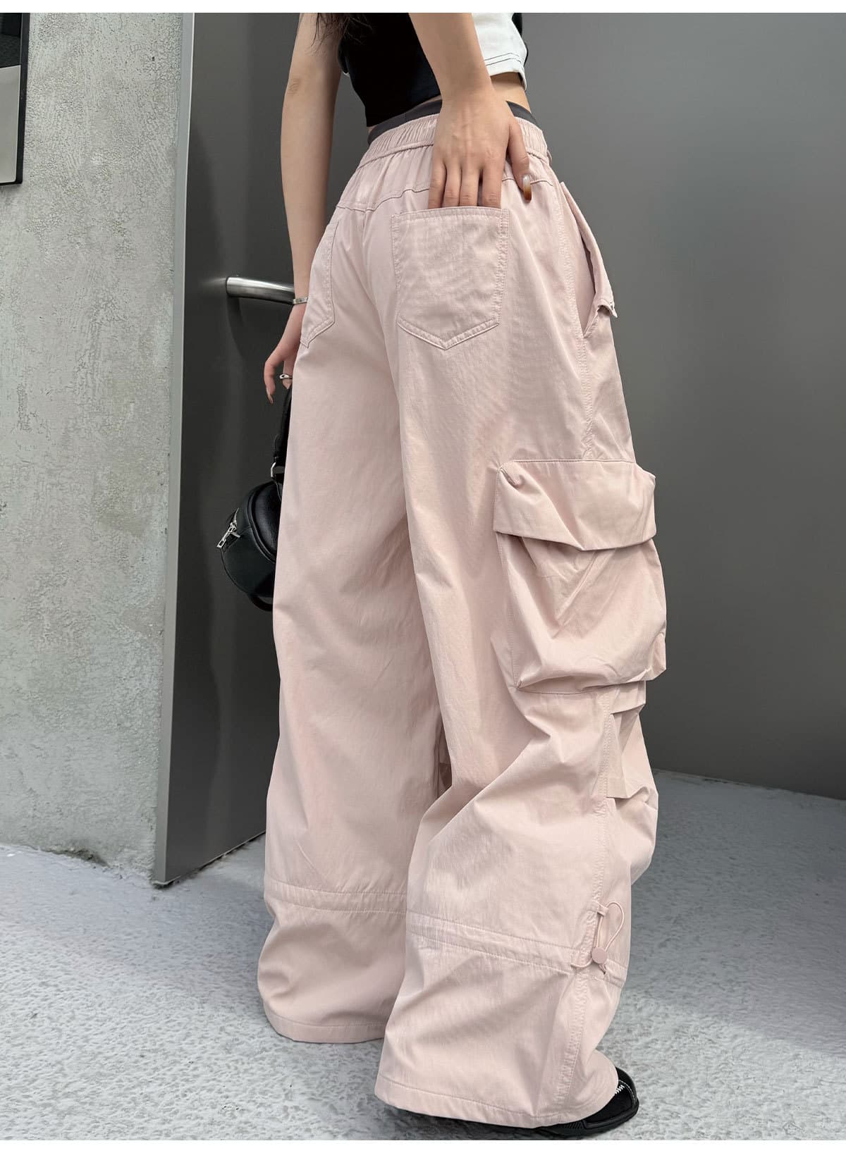 機能的カーゴパンツ 作業着ワイドシルエット