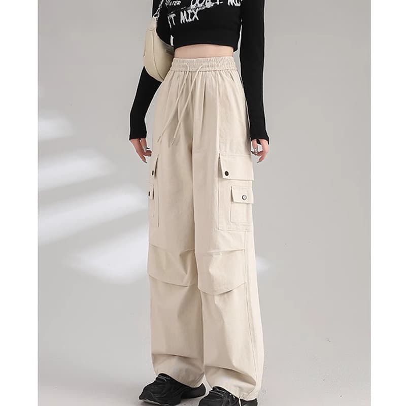 作業着 ドローコード付きワイドカーゴパンツ